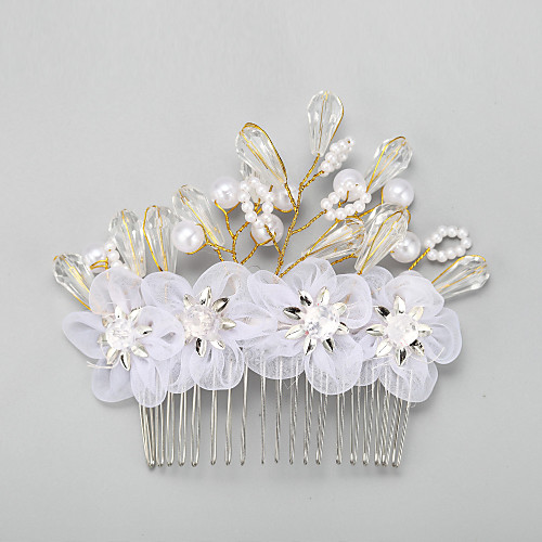 

Crystal / Paillette / Fabrics Hair Combs with Imitation Pearl / Flower / Paillette 1 Piece Wedding Headpiece