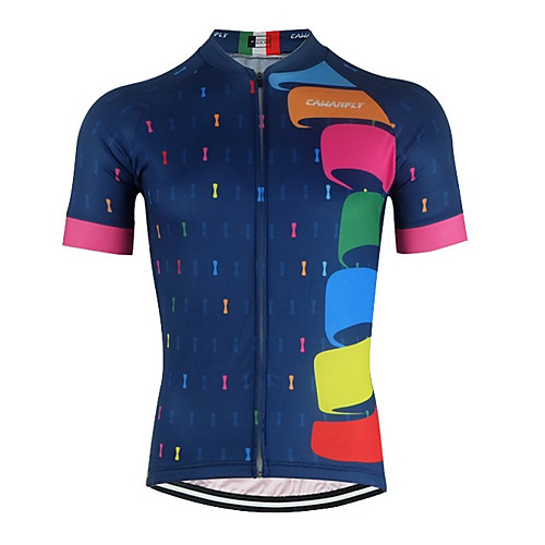 

CAWANFLY Men's Short Sleeve Cycling Jersey Royal Blue Geometic Novelty Bike Jersey Top Mountain Bike MTB Road Bike Cycling Breathable Quick Dry Back Pocket Sports Clothing Apparel / Advanced / Expert