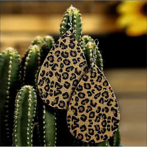 

Women's Drop Earrings Earrings Dangle Earrings Classic Cut Out Teardrop Simple Leopard Print Fashion Trendy African Fur Earrings Jewelry Grid / Leopard Beige / Leopard Pink For Street Holiday Festival
