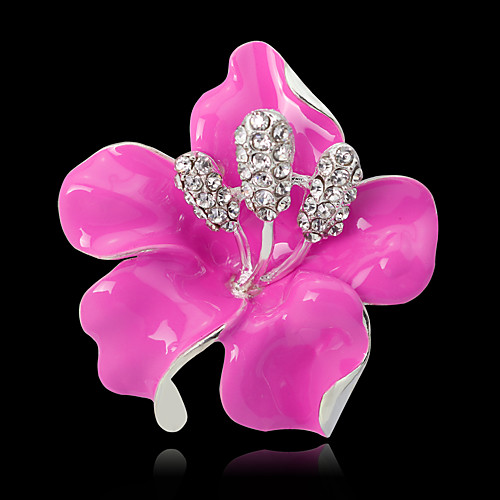 

Women's Brooches 3D Flower Fashion Gold Plated Brooch Jewelry Black Violet Pink Purple For Wedding Party Street Holiday Festival