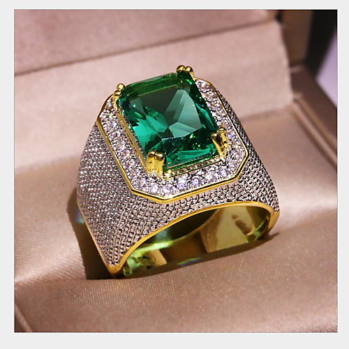 

Men Women Band Ring Synthetic Emerald Geometrical Gold Copper Star Fashion 1pc 8 9 10 11 12 / Women's / Men's