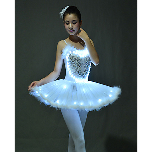 

Ballet Dancer Swan Lake LED Layered Dress Tutu Bubble Skirt Under Skirt Women's Girls' Kid's Tulle Cotton Costume White / Purple / Blue Vintage Cosplay Sleeveless Short Length