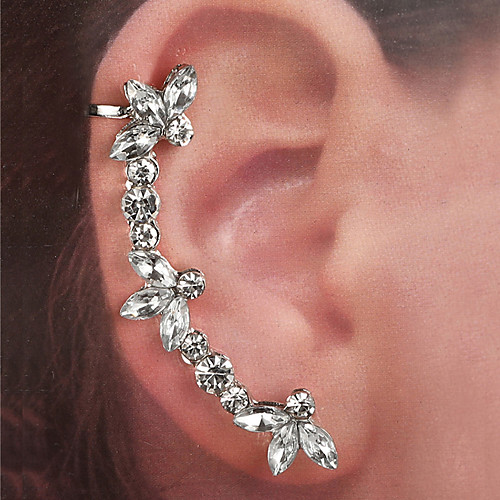 

Women's Ear Cuff Earrings Vintage Style Flower Shape Simple Classic Fashion Cute Elegant Imitation Diamond Earrings Jewelry Silver For Gift Daily Street Holiday Festival 1pc