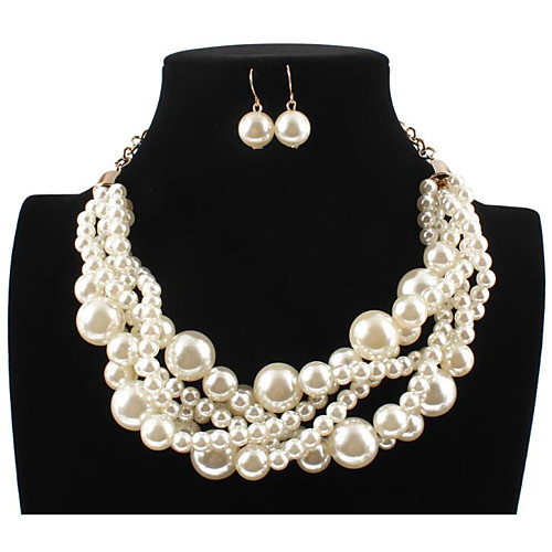 

Women's Pearl Bridal Jewelry Sets Layered Love Statement Colorful Imitation Pearl Earrings Jewelry bright red / White / Purple For Wedding Party 1 set