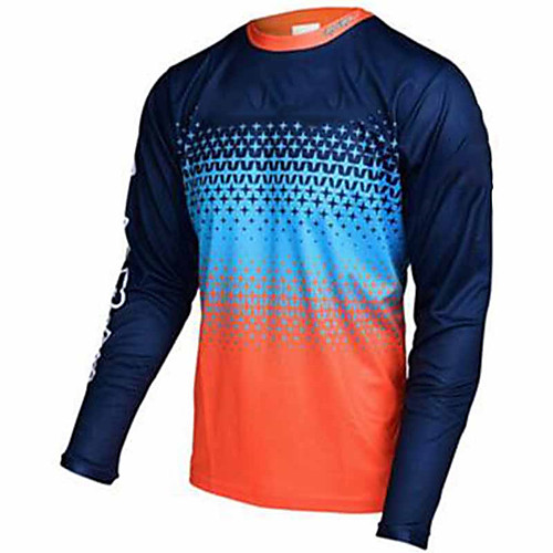 

21Grams Men's Long Sleeve Cycling Jersey Downhill Jersey Dirt Bike Jersey Winter Summer Spandex Polyester BlueOrange BlueYellow Bike Jersey Top Mountain Bike MTB Road Bike Cycling UV Resistant