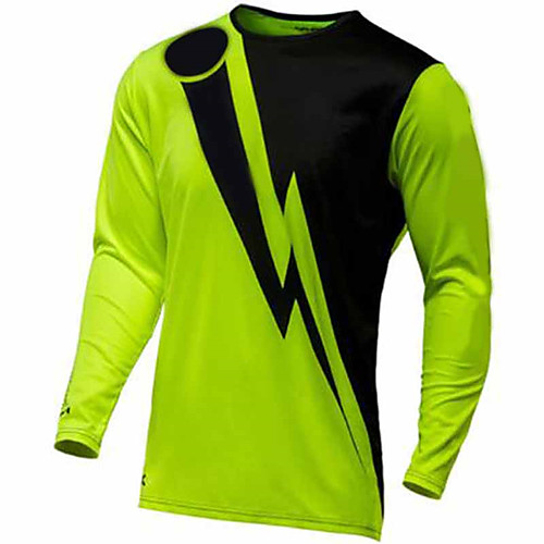 

21Grams Men's Long Sleeve Cycling Jersey Dirt Bike Jersey Winter Summer Fleece Spandex Polyester Black / Red Black / Green Bike Jersey Motorcyle Clothing Top Mountain Bike MTB Road Bike Cycling UV