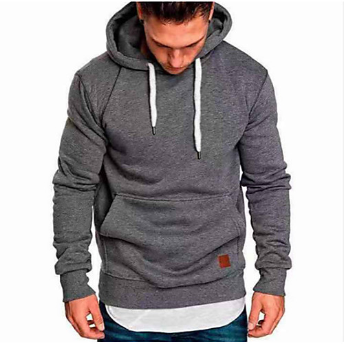 

Men's Plus Size Hoodie Solid Colored Geometric Hooded Basic Casual Hoodies Sweatshirts Wine Khaki Black