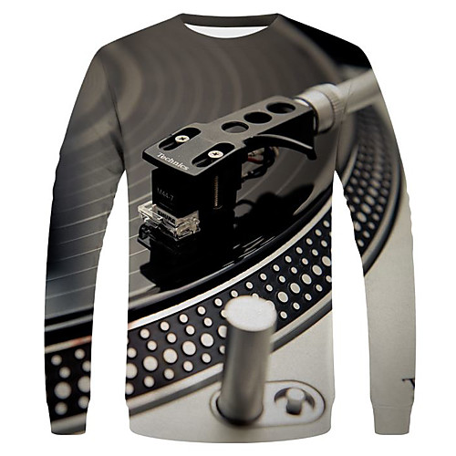 

Men's T shirt Graphic Solid Colored Long Sleeve Daily Tops Streetwear Exaggerated Gray