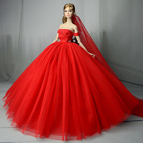 

Doll Dress Party / Evening For Barbiedoll Satin / Tulle Lace Satin Dress For Girl's Doll Toy / Kids