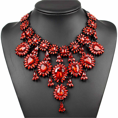 

Women's Chocolate Synthetic Diamond Statement Necklace Pear Cut Bib Ladies Fashion Euramerican Victorian Synthetic Gemstones Alloy Cuticolor Light Blue White Gold Green Necklace Jewelry For Wedding