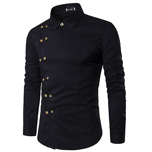 

Men's Shirt Solid Colored Long Sleeve Daily Slim Tops Classic Collar White Black Red
