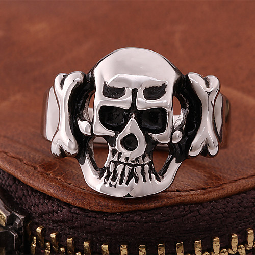 

Band Ring Vintage Style Black Titanium Steel Skull Precious Vintage Punk Rock 1pc 8 / Men's