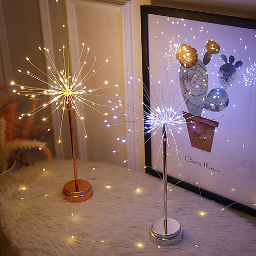 

Copper Line Fireworks Lights Staycation Dandelion Table Lamp LED Explosion Star Night Light Girl Room Decoration Lamp