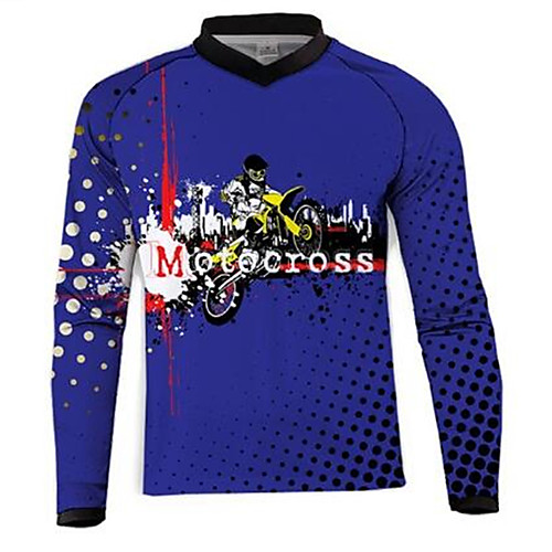 

21Grams Men's Long Sleeve Cycling Jersey Dirt Bike Jersey Winter Summer Spandex Polyester Blue Bike Jersey Motorcyle Clothing Top Mountain Bike MTB Road Bike Cycling UV Resistant Quick Dry Breathable