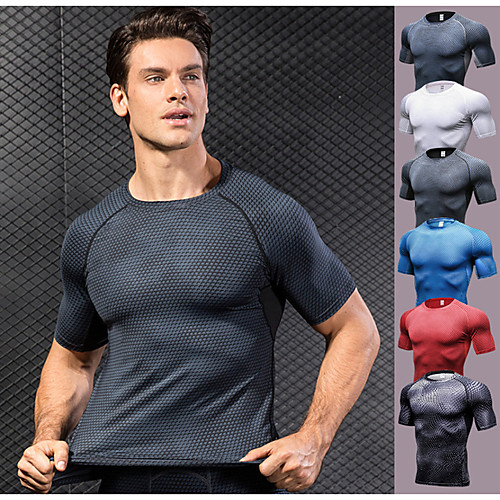 

YUERLIAN Men's Short Sleeve Compression Shirt Running Shirt Tee Tshirt Underwear Base Layer Top Athletic Athleisure Summer Elastane Quick Dry Lightweight Breathable Fitness Gym Workout Running