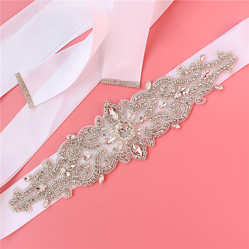 

Satin / Tulle Wedding / Party / Evening Sash With Imitation Pearl / Belt / Crystals / Rhinestones Women's Sashes