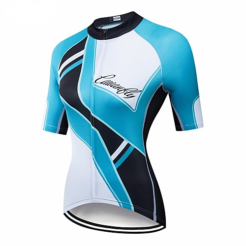 

CAWANFLY Women's Short Sleeve Cycling Jersey Summer Blue / Black Geometic Bike Jersey Top Mountain Bike MTB Road Bike Cycling Quick Dry Breathable Back Pocket Sports Clothing Apparel / Advanced