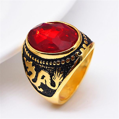 

Band Ring Vintage Style Red Copper Silver Plated Glass Dragon Precious Vintage Fashion 1pc 8 9 / Men's
