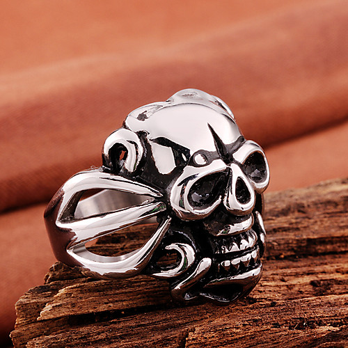 

Band Ring Vintage Style Black Titanium Steel Skull Precious Vintage Punk Rock 1pc 8 / Men's