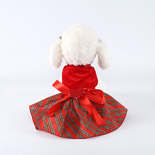 

Dog Dress Puppy Clothes Plaid / Check Bowknot Dresses&Skirts Sweet Style Winter Dog Clothes Puppy Clothes Dog Outfits Red Costume for Girl and Boy Dog Terylene XXS XS S M L
