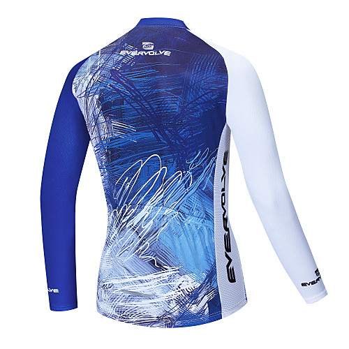 

Men's Long Sleeve Cycling Jersey Winter Fleece Lycra BlueWhite Bike Jersey Mountain Bike MTB Road Bike Cycling Fleece Lining Quick Dry Back Pocket Sports Clothing Apparel / Stretchy / Athletic