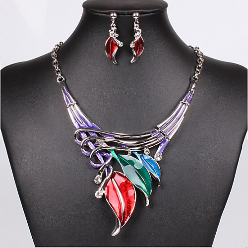 

Jewelry Set Flower Flower Statement Ladies Luxury Elegant Colorful Vintage Imitation Diamond Earrings Jewelry Rainbow / Blue / Green For Party