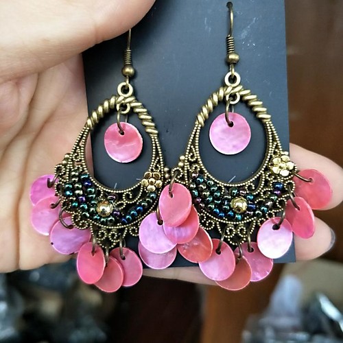 

Women's Drop Earrings Hollow Out Drop Ethnic Shell Earrings Jewelry Fuchsia / Rainbow For Daily 1 Pair