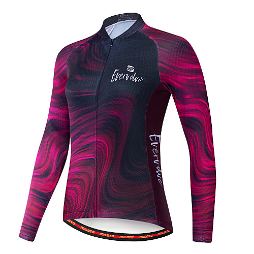 

EVERVOLVE Women's Long Sleeve Cycling Jersey Winter Lycra Wine Red Bike Jersey Mountain Bike MTB Road Bike Cycling Quick Dry Back Pocket Sweat wicking Sports Clothing Apparel / Advanced / Stretchy