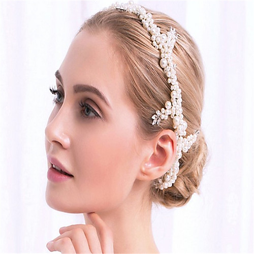 

Imitation Pearl / Rhinestone / Alloy Headbands with Rhinestone / Imitation Pearl / Ribbons 1 Piece Wedding Headpiece