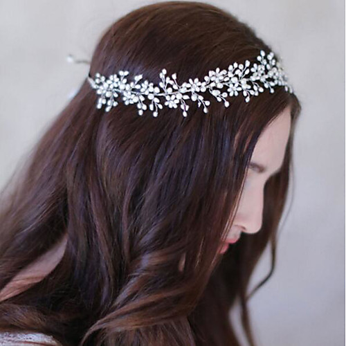 

Pearl / Crystal Headdress with Crystal / Pearl 1 Piece Wedding Headpiece
