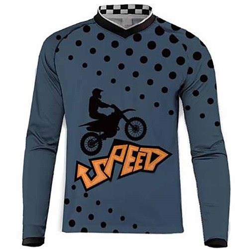

21Grams Men's Long Sleeve Cycling Jersey Dirt Bike Jersey Winter Summer Spandex Polyester Bule / Black Bike Jersey Motorcyle Clothing Top Mountain Bike MTB Road Bike Cycling UV Resistant Quick Dry