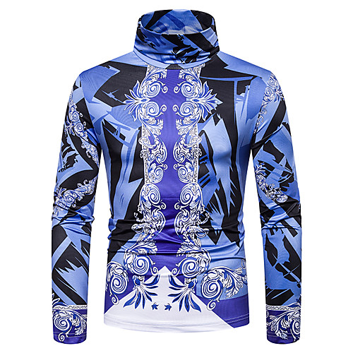 

Men's T shirt Graphic Print Long Sleeve Daily Tops Rainbow