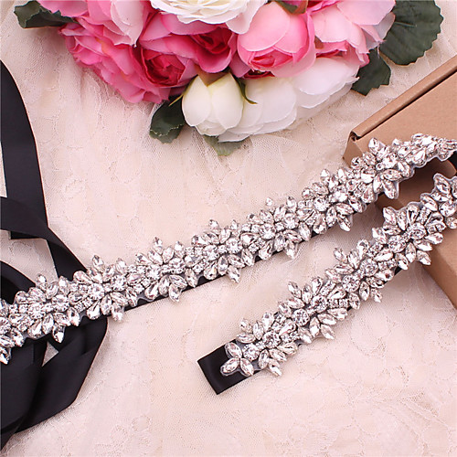 

Satin / Tulle Wedding / Party / Evening Sash With Belt / Appliques / Crystals / Rhinestones Women's Sashes