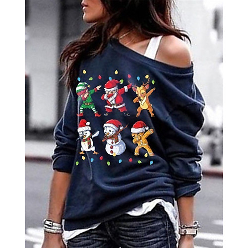 

Women's Sweatshirt Print Christmas Basic Hoodies Sweatshirts Blue Army Green Gray