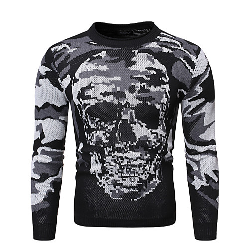 

Men's Abstract Pullover Long Sleeve Sweater Cardigans Round Winter Gray