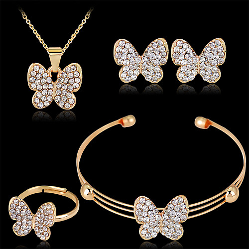 

Women's Stud Earrings Pendant Necklace Bracelet 3D Butterfly Luxury Unique Design Fashion Gold Plated Earrings Jewelry Gold For Wedding Party Holiday 1 set / Bridal Jewelry Sets / Open Ring