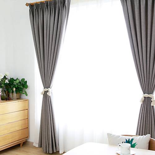 

Curtain High Blackout Solid Color Cotton Home Bedroom Customisable