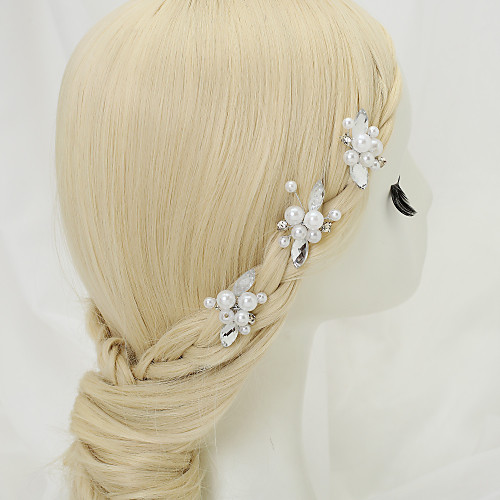

Imitation Pearl / Rhinestone / Alloy Hair Pin with Rhinestone / Imitation Pearl 3 Pieces Wedding Headpiece