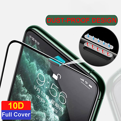 

10D Anti-dust Full Cover Tempered Glass Screen Protector For Iphone 11 pro max X Xr Xs max 7 8 Plus HD Dust-Proof