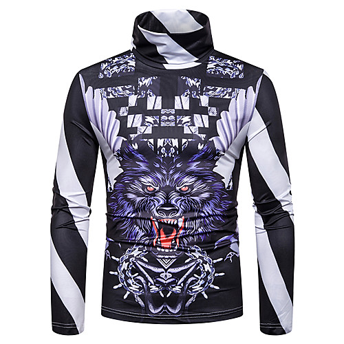 

Men's T shirt Graphic Print Long Sleeve Daily Tops Rainbow