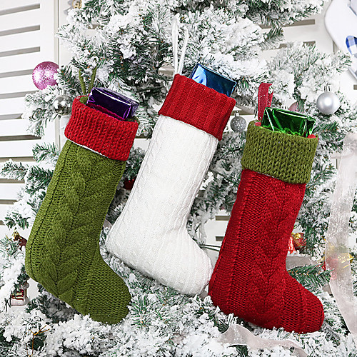 

Christmas Stocking Candy Bag Christmas Supplies Knitted Medium Gift Bag Gift Bag Pendant Christmas Tree Ornaments