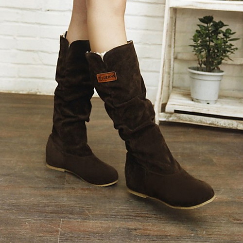 

Women's Boots Snow Boots Flat Heel Round Toe Mid Calf Boots Comfort Daily Suede Solid Colored Dark Brown Yellow Black / Mid-Calf Boots