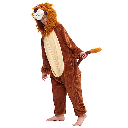 

Kid's Kigurumi Pajamas Lion Onesie Pajamas Flannel Fabric Brown Cosplay For Boys and Girls Animal Sleepwear Cartoon Festival / Holiday Costumes