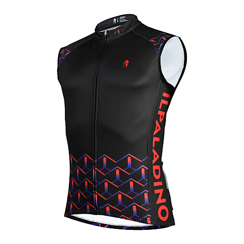 

ILPALADINO Men's Sleeveless Cycling Vest Winter Fleece Black Bike UV Resistant Fleece Lining Sports Mountain Bike MTB Clothing Apparel / Micro-elastic