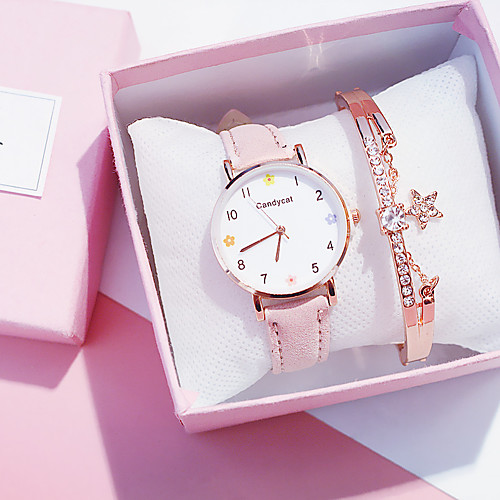 

Women's Quartz Watches New Arrival Elegant Black Brown Green PU Leather Chinese Quartz Black Blushing Pink Brown Chronograph Cute New Design 2pcs Analog One Year Battery Life