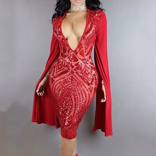 

Exotic Dancewear Dress Paillette Women's Training Performance Long Sleeve High Polyester