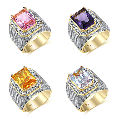 

Men Band Ring Cubic Zirconia Vintage Style White / White Purple Yellow Brass Fashion 1pc 8 9 10 11 12 / Men's / Solitaire