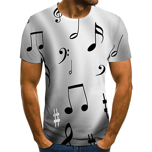 

Men's T shirt Shirt Graphic 3D Plus Size Print Short Sleeve Daily Tops Basic Round Neck White