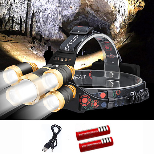 

Headlamps Cap Lights Headlight 2000 lm LED 5 Emitters 4 Mode with Batteries and USB Cable Portable Windproof Cool Easy Carrying Wearproof Camping / Hiking / Caving Diving / Boating Cycling / Bike