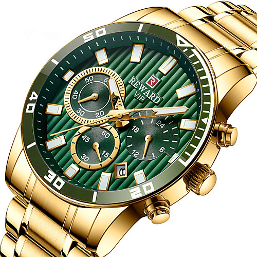 

Men's Steel Band Watches Quartz Stylish Stainless Steel Black / Silver / Gold 30 m Water Resistant / Waterproof Calendar / date / day Analog Casual Fashion - Black Golden Blue One Year Battery Life
